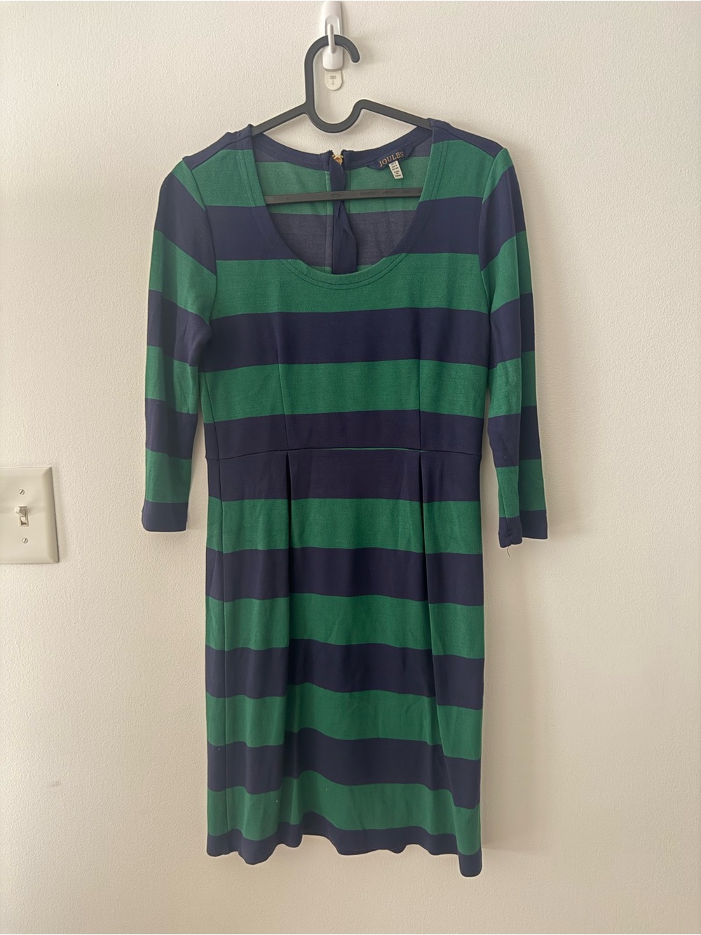Joules Green and Navy Long Sleeved Striped Dress